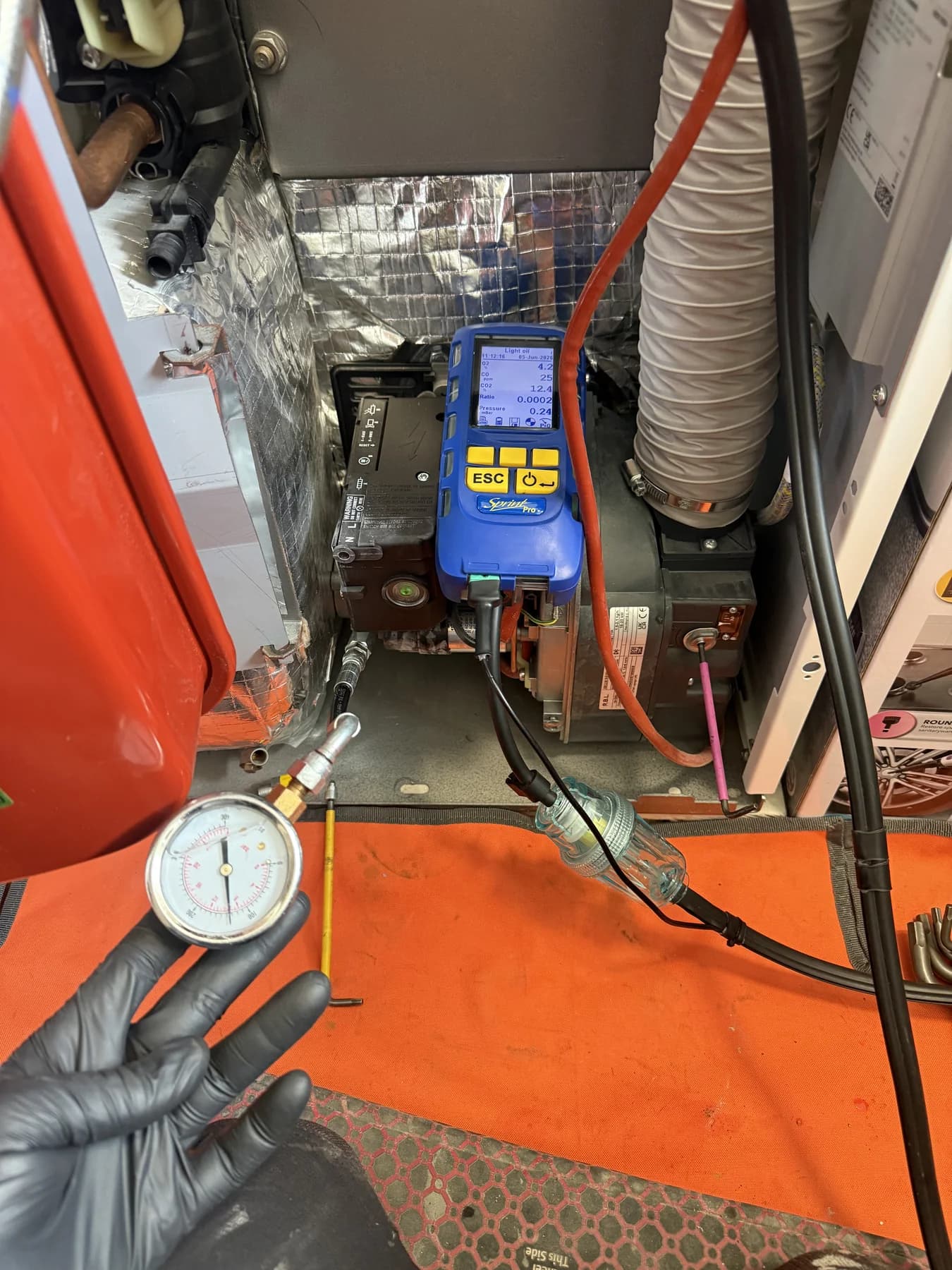 Professional combustion analysis during a boiler service